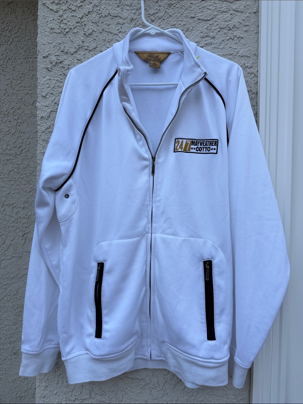 Mayweather Cotto 24/7 HBO Tri Mountain White Full Zip Track Jacket Size XL